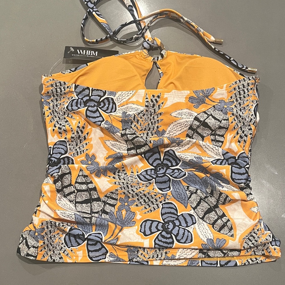 White House Black Market Swim Floral Halter Top in Yellow and Blue - Picture 8 of 10